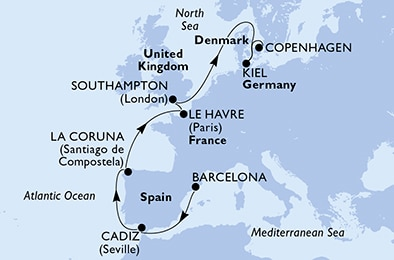 Гранд Вояж MSC / MSC Euribia / 10,11,12 ночей (2025)