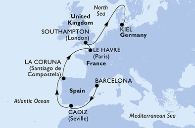 Гранд Вояж MSC / MSC Euribia / 10,11,12 ночей (2025)