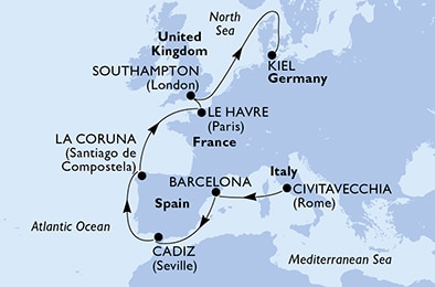 Гранд Вояж MSC / MSC Euribia / 10,11,12 ночей (2025)