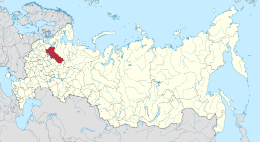 Вологодская область на карте России
