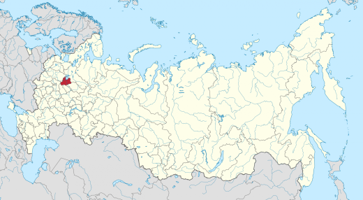Ярославская область на карте России