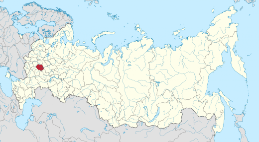 Рязанская область на карте России